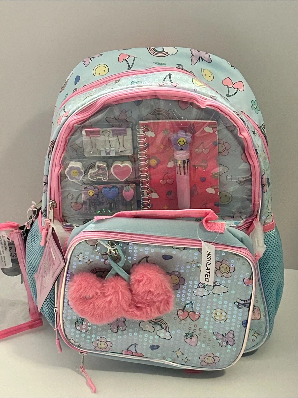 Adorable Kids Sequin Backpack with stationary set and Lunch Bag NWT